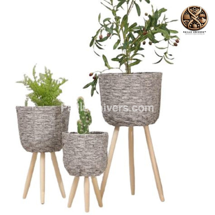 Cache-Pot Osier Sur-Pieds Gris Cache-Pot En