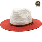 Chapeau De Paille Blanc Et Rouge Femme