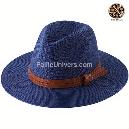 Chapeau De Paille Bleu Homme M (56-58 Cm) *Taille Internationale