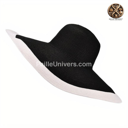 Chapeau De Paille Noir Et Blanc Femme