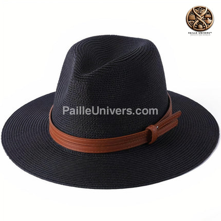 Chapeau De Paille Noir Homme M (56-58 Cm) *Taille Internationale