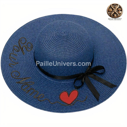 Chapeau De Paille Personnalisé Cur - Bleu