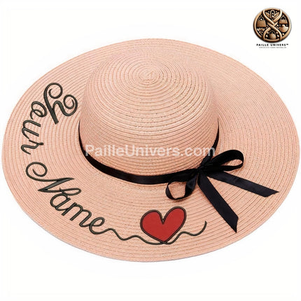 Chapeau De Paille Personnalisé Cur - Rose