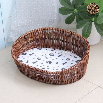 Coussin Panier Osier Chat Brun / Petit En