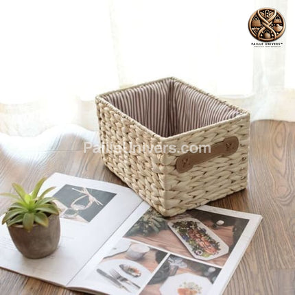 Cube De Rangement En Paille Blanc Panier Rangement