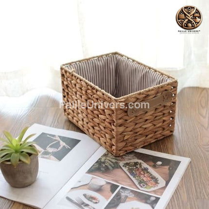 Cube De Rangement En Paille Marron Clair Panier Rangement