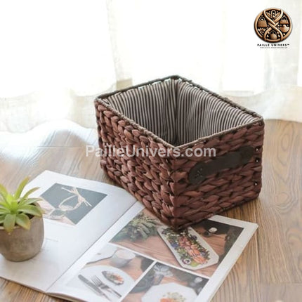 Cube De Rangement En Paille Marron Foncé Panier Rangement