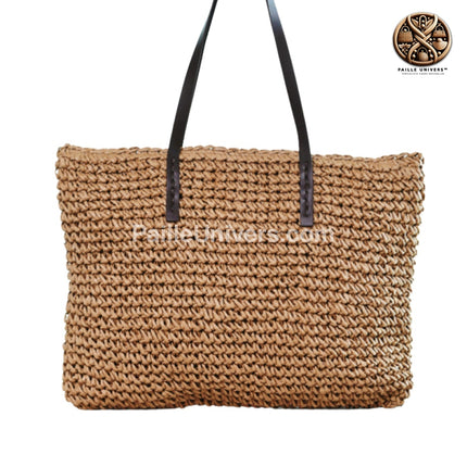 Grand Sac De Plage En Osier Brun Clair