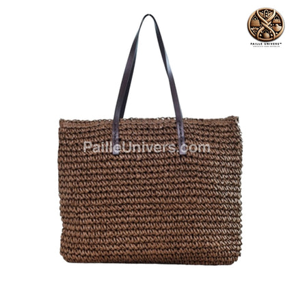 Grand Sac De Plage En Osier Marron