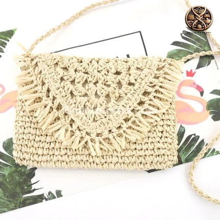 Grosse Pochette En Paille Beige Sac Paille