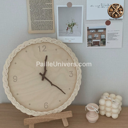 Horloge Murale Osier Beige Décoration Osier