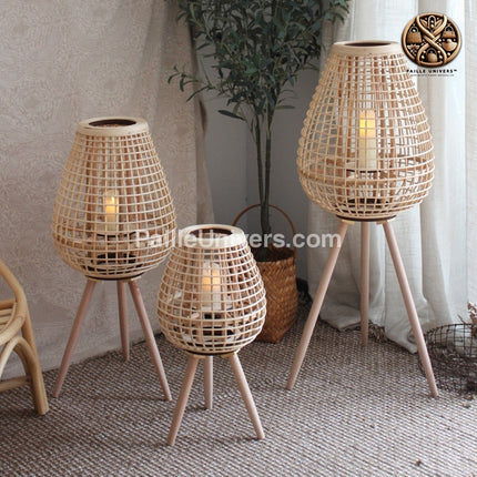 Lanterne Bougie Rotin Lampadaires