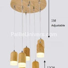 Lustre Bambou Bois Acier Luminaire