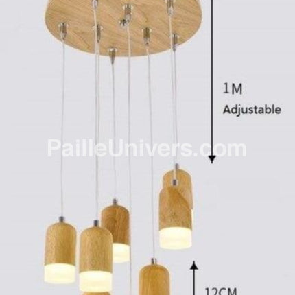 Lustre Bambou Bois Acier Luminaire