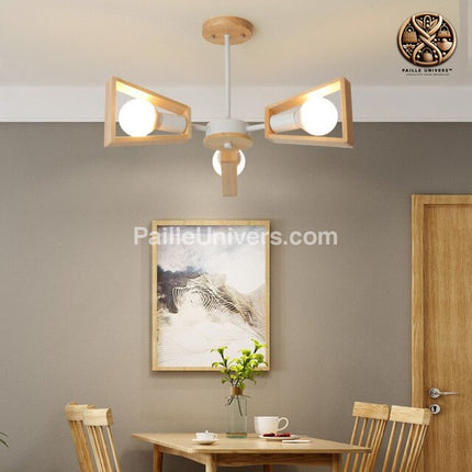 Lustre Bambou Bois Naturel 3 Lampes Luminaire