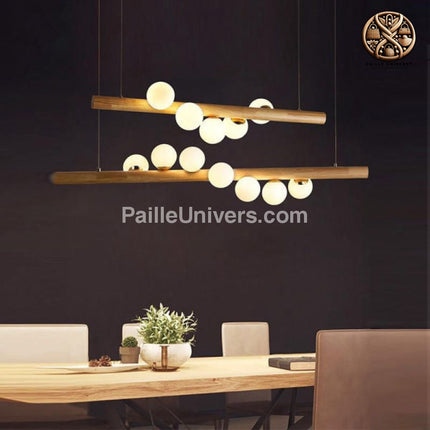 Lustre Bambou Boule 5 Lampes Luminaire