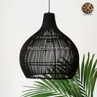 Lustre Rotin Noir 30 Cm Suspensions