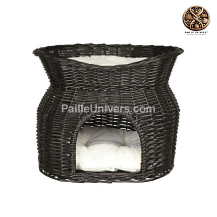 Panier Chat Osier Noir En