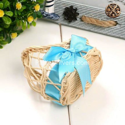 Panier Osier Mariage Poussette Bleu En