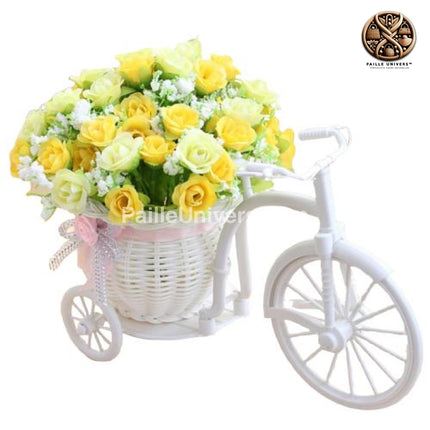 Panier Osier Mariage Vélo Jaune En