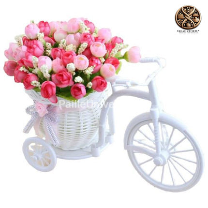 Panier Osier Mariage Vélo Rose En