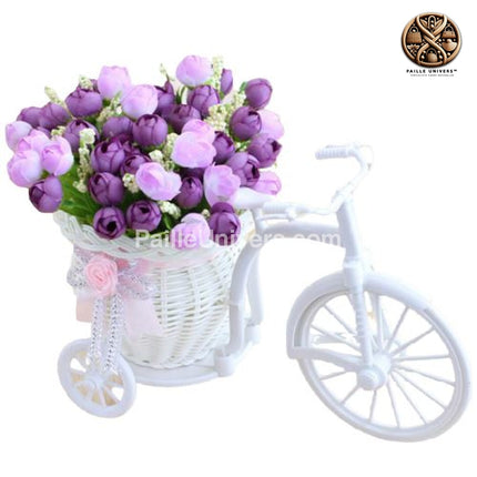 Panier Osier Mariage Vélo Violet En