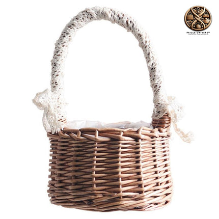 Petit Panier Osier Blanc Mariage En