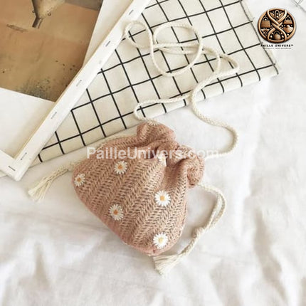 Petit Sac En Osier Bandoulière Rose Sac En Osier