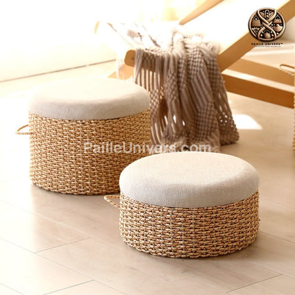 Pouf En Cordes Tressées Avec Coussin Poufs