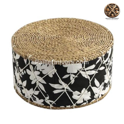 Pouf Osier Noir Rond