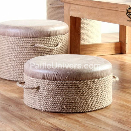 Pouf Plat Osier