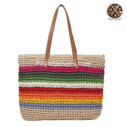 Sac Cabas Paille Multi Couleurs