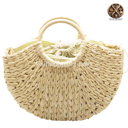 Sac Cabas Paille Tressé Beige