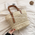 Sac De Paille Pour La Plage Beige En