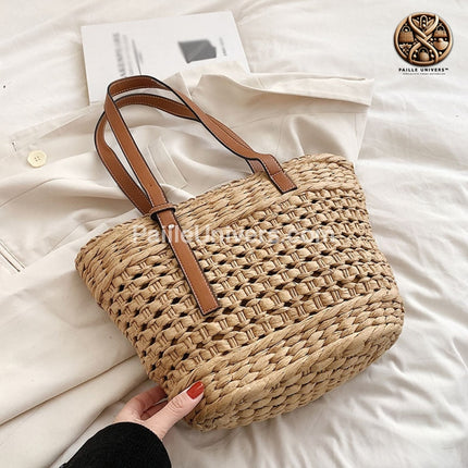 Sac De Paille Pour La Plage Brun En