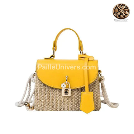 Sac De Plage Amour Jaune En Paille