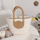 Sac De Plage Cabas Blanc Brun Plage En Osier