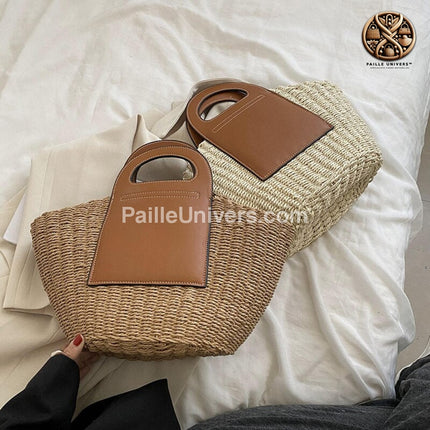 Sac De Plage Cuir En Paille