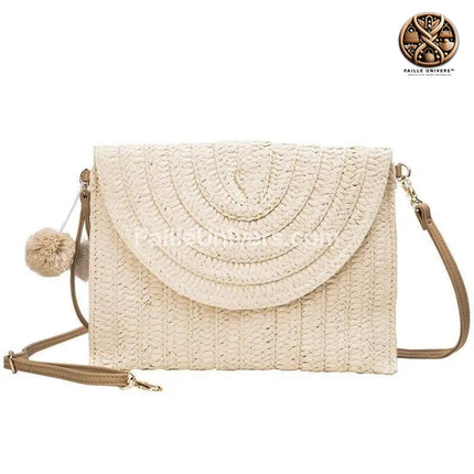 Sac De Plage Elégant En Paille Beige Paille