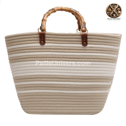 Sac De Plage Femme Paille Beige En