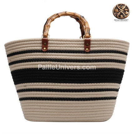 Sac De Plage Femme Paille Noir En