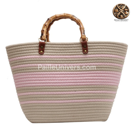 Sac De Plage Femme Paille Rose En