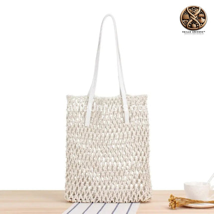 Sac De Plage Filet Blanc En Paille