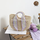 Sac De Plage Foulard Beige En Paille