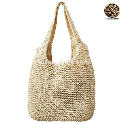 Sac De Plage Grand Format Beige Plage En Osier