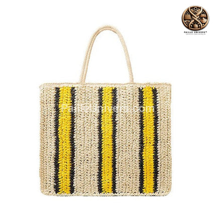 Sac De Plage Osier Bicolore Jaune En