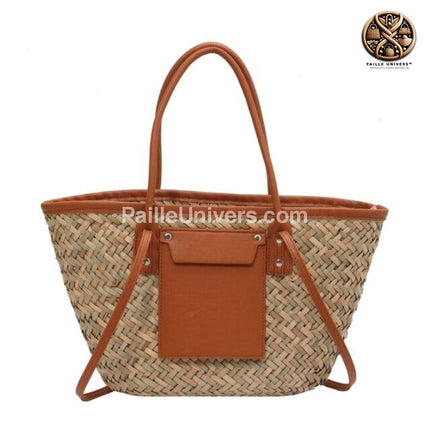 Sac De Plage Osier Blanc Marron En