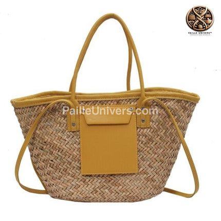 Sac De Plage Osier Blanc Moutarde En