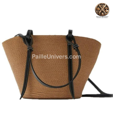 Sac De Plage Osier Cuir Uni En