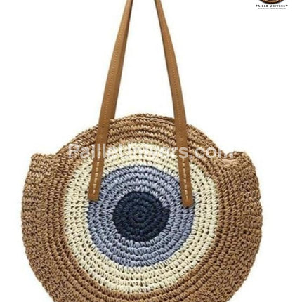 Sac De Plage Osier Rond Marron En